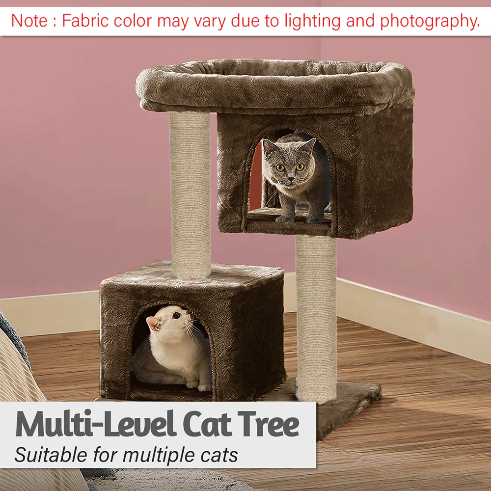 Furrlovers Activity Kitten Tree with Plush Fur Fabric and Detachable Bed (Brown) - Image 3