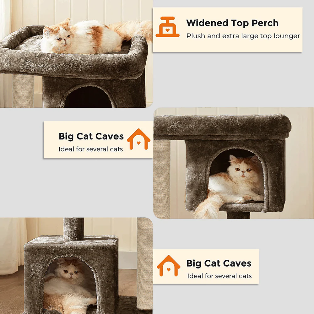 Furrlovers Activity Kitten Tree with Plush Fur Fabric and Detachable Bed (Brown) - Image 4