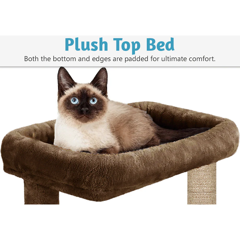 Furrlovers Activity Kitten Tree with Plush Fur Fabric and Detachable Bed (Brown) - Image 5