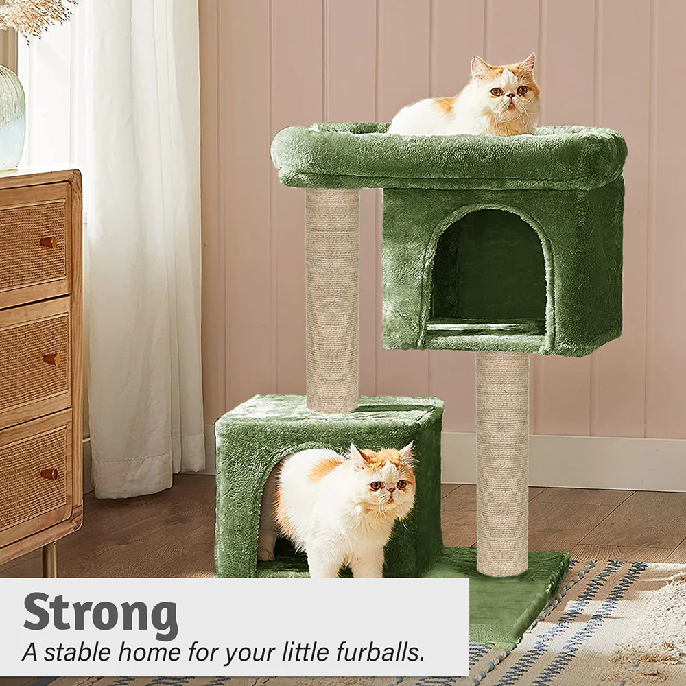 Furrlovers Activity Kitten Tree with Plush Fur Fabric and Detachable Bed (Green) - Image 2