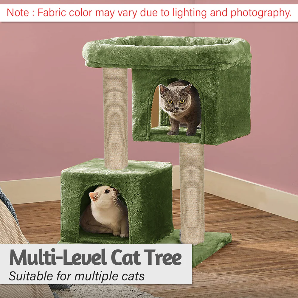 Furrlovers Activity Kitten Tree with Plush Fur Fabric and Detachable Bed (Green) - Image 3