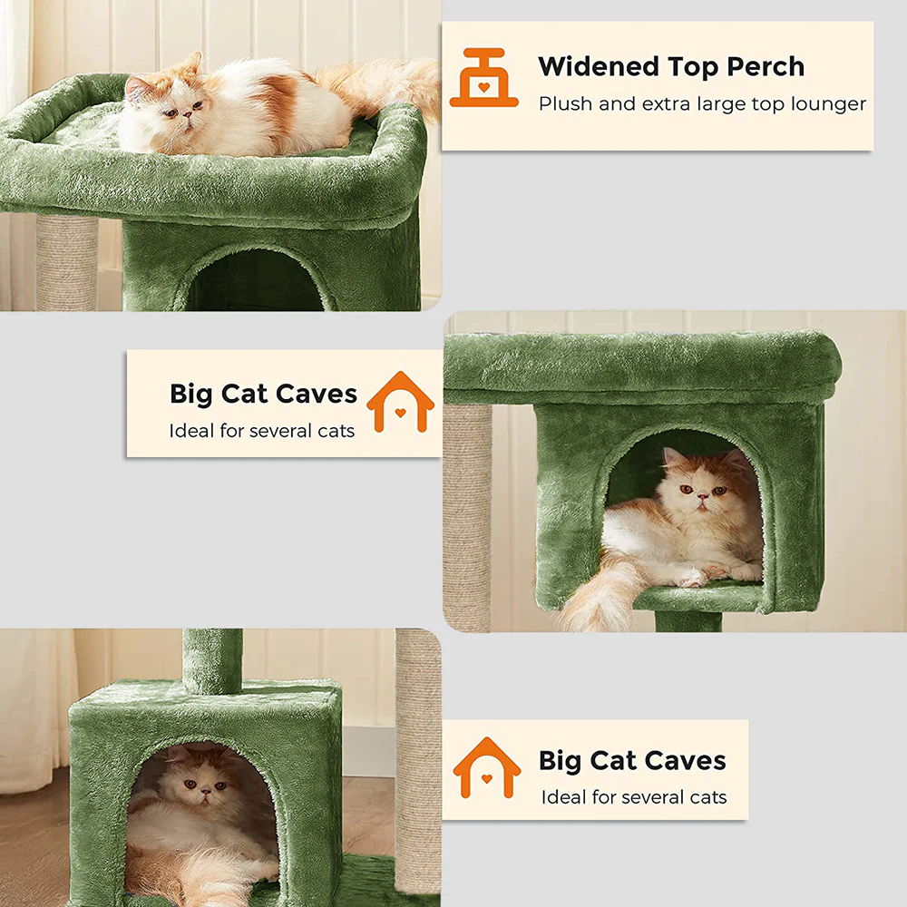 Furrlovers Activity Kitten Tree with Plush Fur Fabric and Detachable Bed (Green) - Image 4