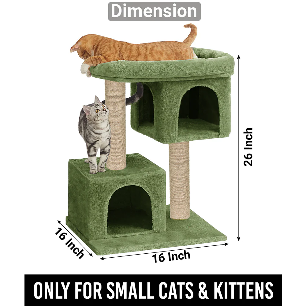 Furrlovers Activity Kitten Tree with Plush Fur Fabric and Detachable Bed (Green) - Image 5