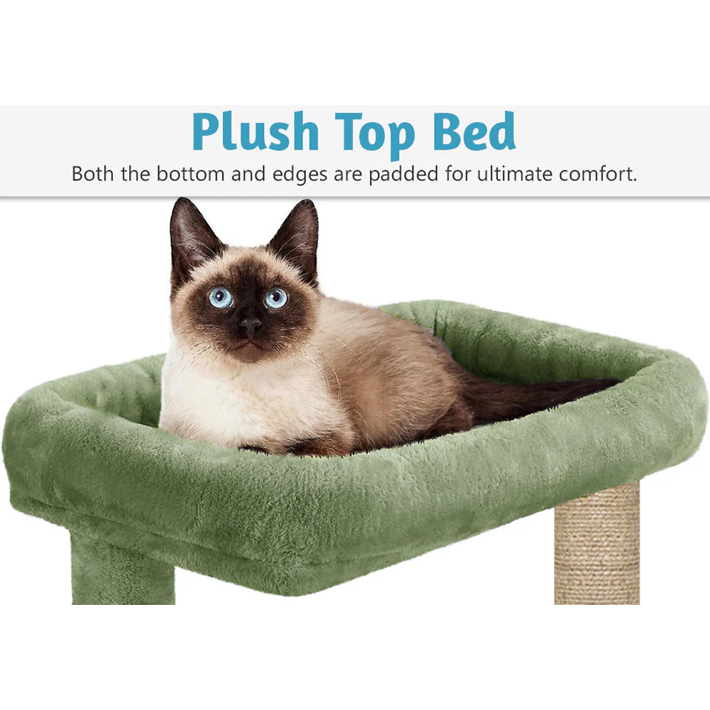Furrlovers Activity Kitten Tree with Plush Fur Fabric and Detachable Bed (Green) - Image 6