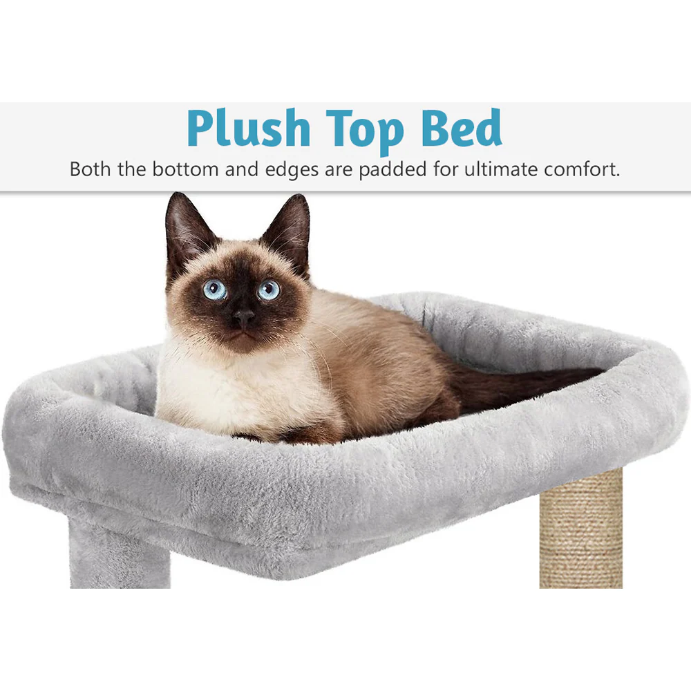 Furrlovers Activity Kitten Tree with Plush Fur Fabric and Detachable Bed (Grey) - Image 2