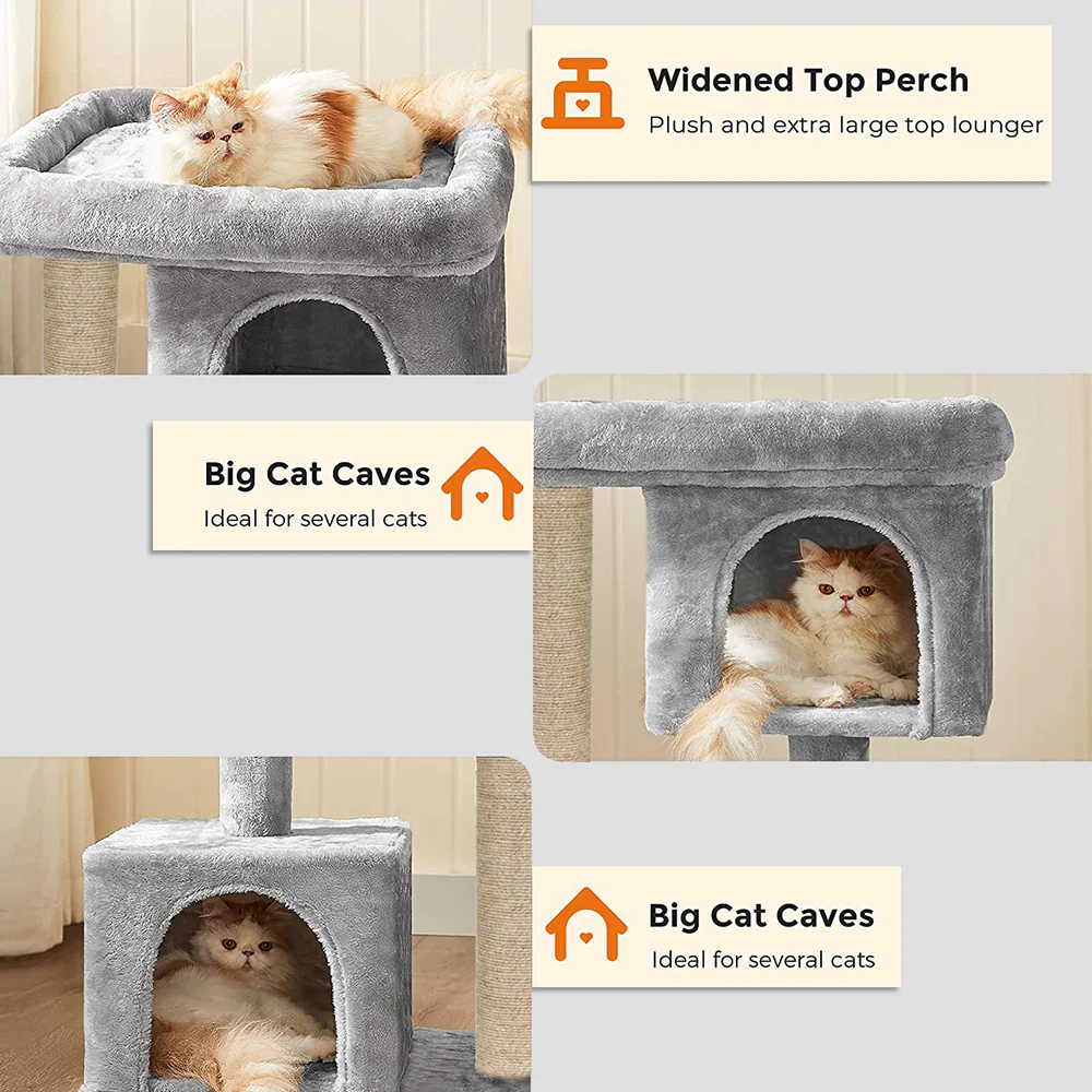 Furrlovers Activity Kitten Tree with Plush Fur Fabric and Detachable Bed (Grey) - Image 4