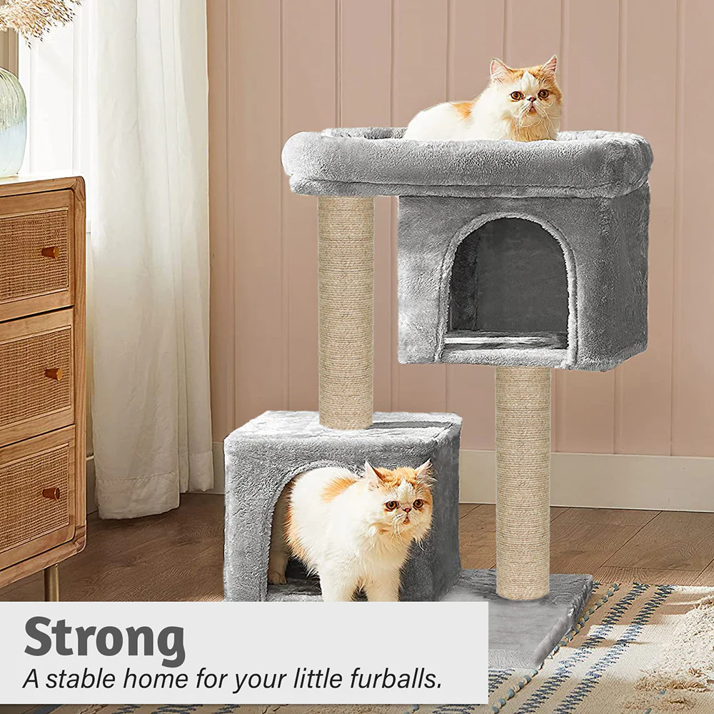 Furrlovers Activity Kitten Tree with Plush Fur Fabric and Detachable Bed (Grey) - Image 5