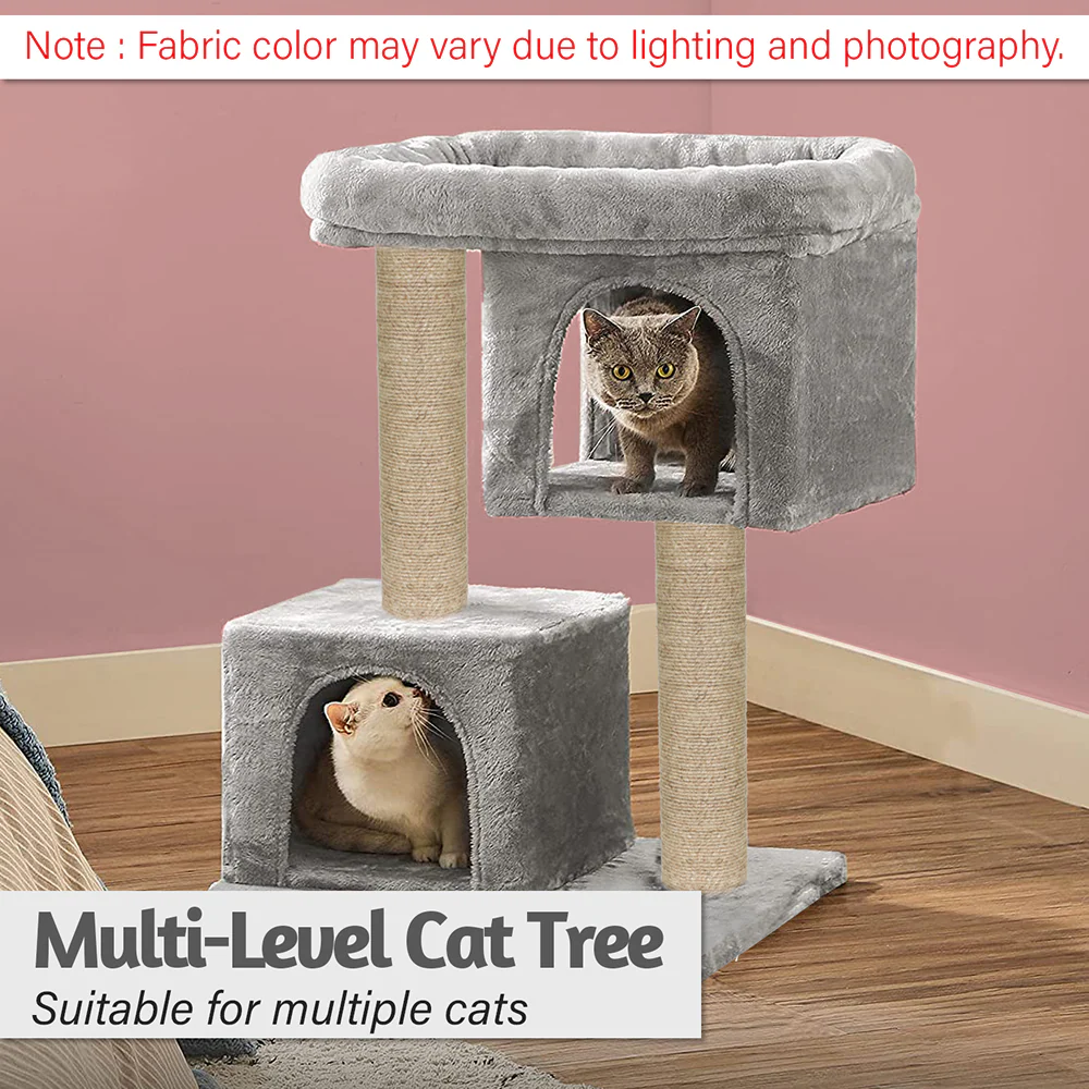 Furrlovers Activity Kitten Tree with Plush Fur Fabric and Detachable Bed (Grey) - Image 7