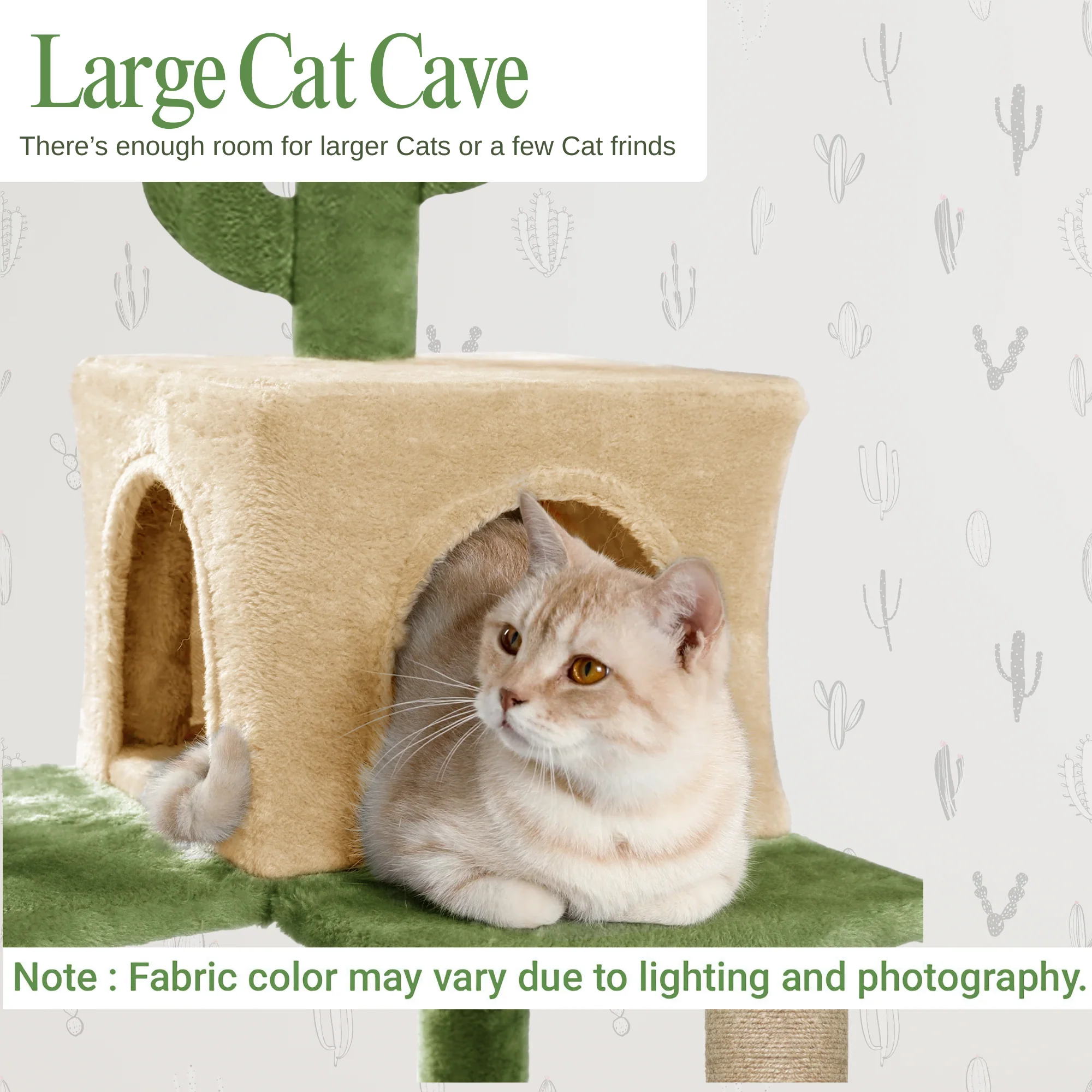 Furrlovers Cactus Multi Level Cat Tree with Condo Hammock Perch & Scratching Posts (Green) - Image 8