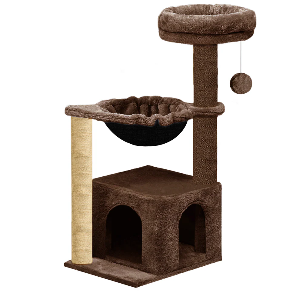 Furrlovers Cat Condo Activity Tree with Jute Scratcher, Hammock & Ball Toy (Brown) - Image 6