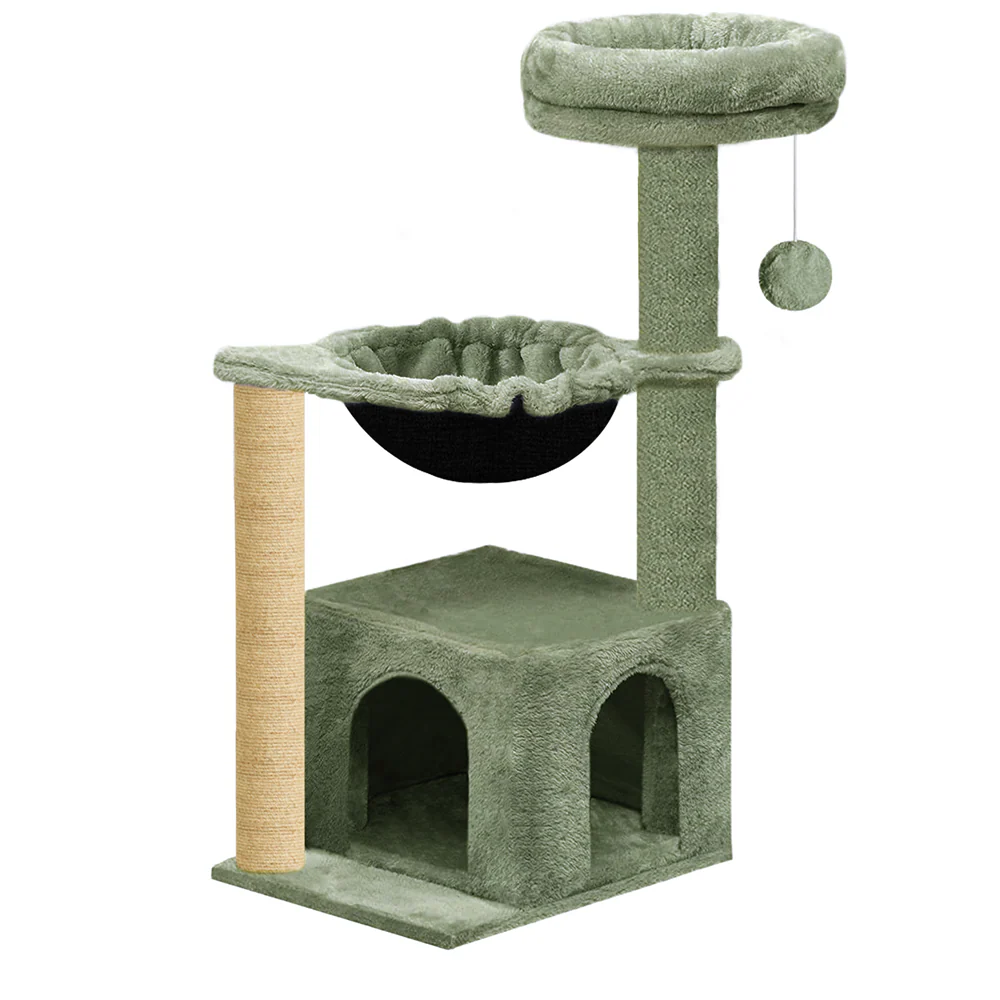 Furrlovers Cat Condo Activity Tree with Jute Scratcher, Hammock & Ball Toy (Green) - Image 6