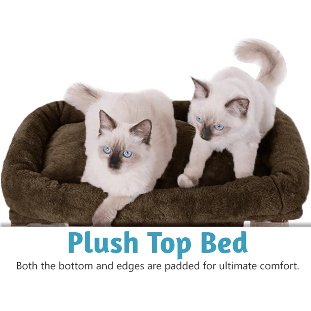 Furrlovers Cat & Kitten Scratching Post Activity Tree with Plush Fur, Jute Rope & Detachable Bed (Brown) - Image 4
