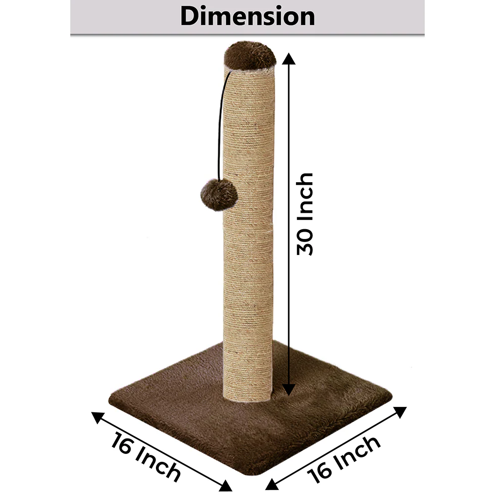 Furrlovers Cat & Kitten Scratching Post Tree with Hammock, Toy & Jute Rope (Brown) - Image 2