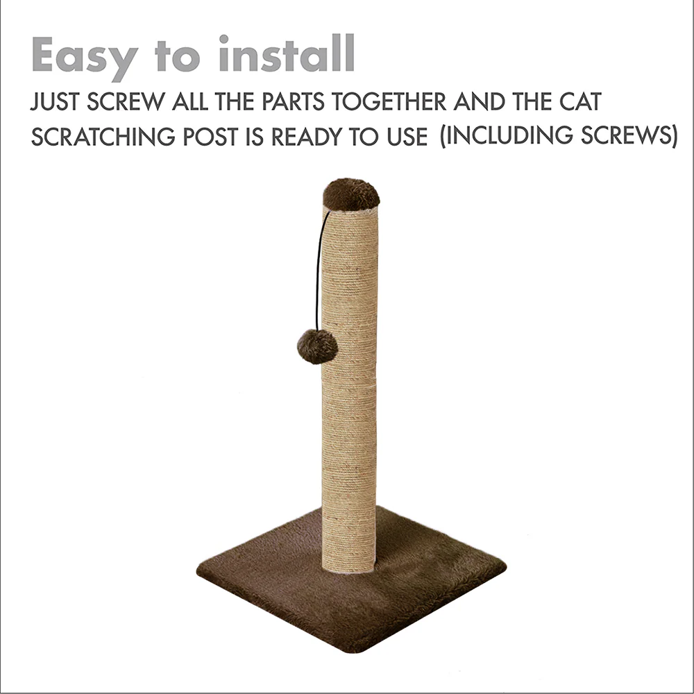 Furrlovers Cat & Kitten Scratching Post Tree with Hammock, Toy & Jute Rope (Brown) - Image 3