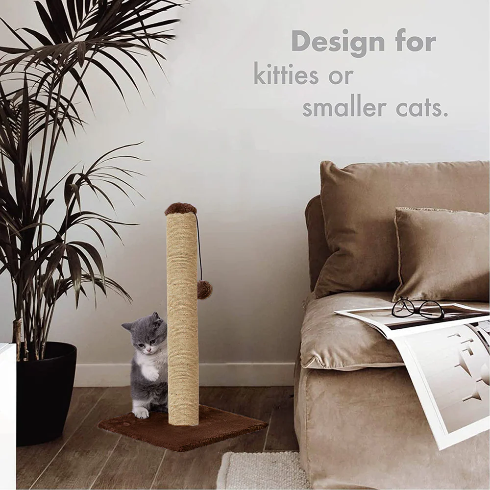 Furrlovers Cat & Kitten Scratching Post Tree with Hammock, Toy & Jute Rope (Brown) - Image 6