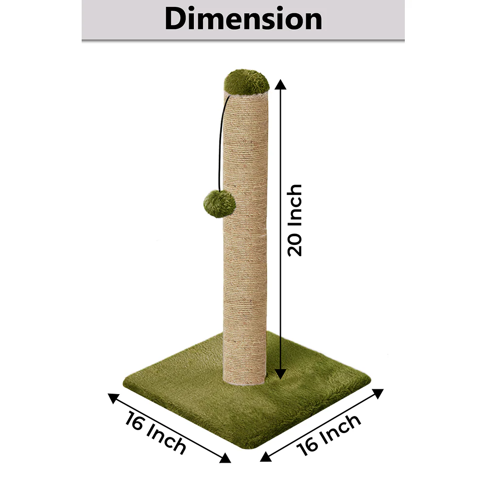 Furrlovers Cat & Kitten Scratching Post Tree with Hammock, Toy & Jute Rope (Green) - Image 2