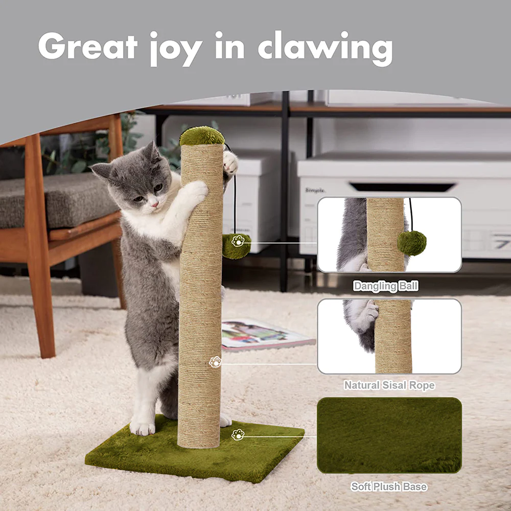 Furrlovers Cat & Kitten Scratching Post Tree with Hammock, Toy & Jute Rope (Green) - Image 5