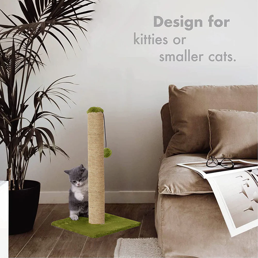 Furrlovers Cat & Kitten Scratching Post Tree with Hammock, Toy & Jute Rope (Green) - Image 6