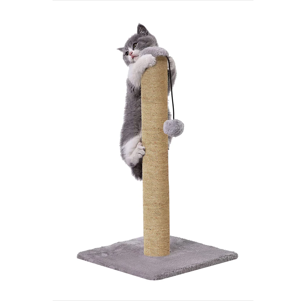 Furrlovers Cat & Kitten Scratching Post Tree with Hammock, Toy & Jute Rope (Grey) - Image 4