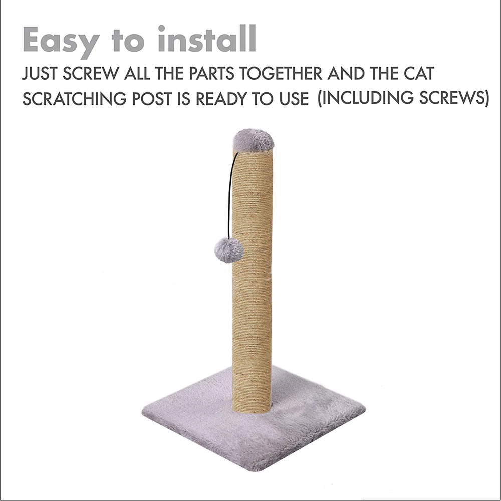 Furrlovers Cat & Kitten Scratching Post Tree with Hammock, Toy & Jute Rope (Grey) - Image 5