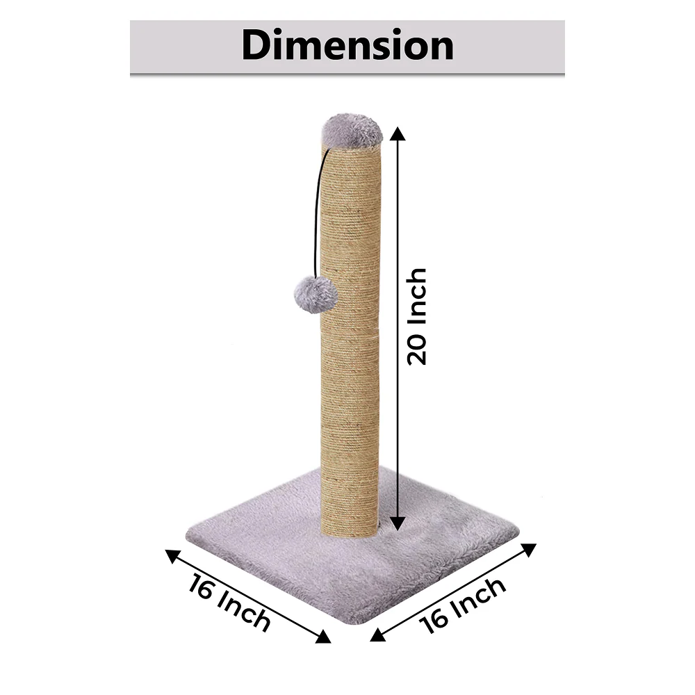 Furrlovers Cat & Kitten Scratching Post Tree with Hammock, Toy & Jute Rope (Grey) - Image 7