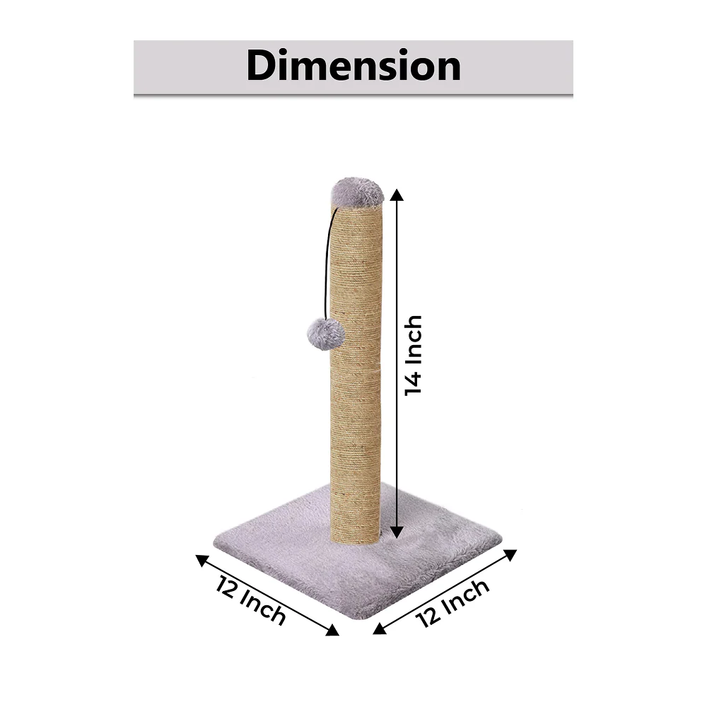 Furrlovers Cat & Kitten Scratching Post Tree with Hammock, Toy & Jute Rope (Grey) - Image 8