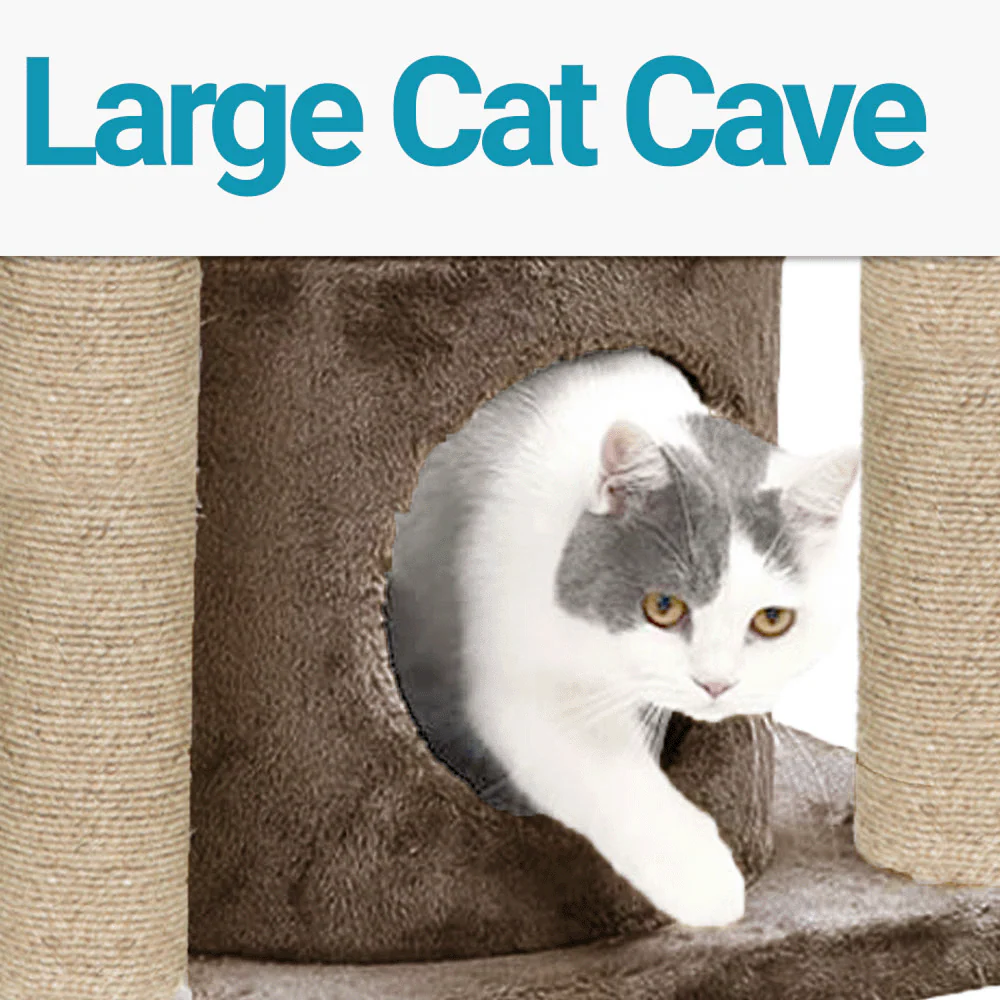 Furrlovers Cat Tree with Condo, Top Perch & Jute Rope Scratching Posts (Brown) - Image 5