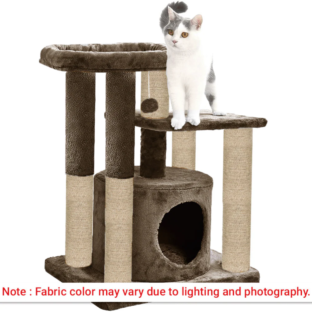 Furrlovers Cat Tree with Condo, Top Perch & Jute Rope Scratching Posts (Brown) - Image 6