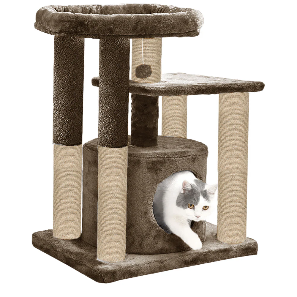 Furrlovers Cat Tree with Condo, Top Perch & Jute Rope Scratching Posts (Brown) - Image 8