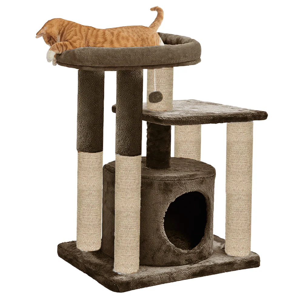Furrlovers Cat Tree with Condo, Top Perch & Jute Rope Scratching Posts (Brown) - Image 9