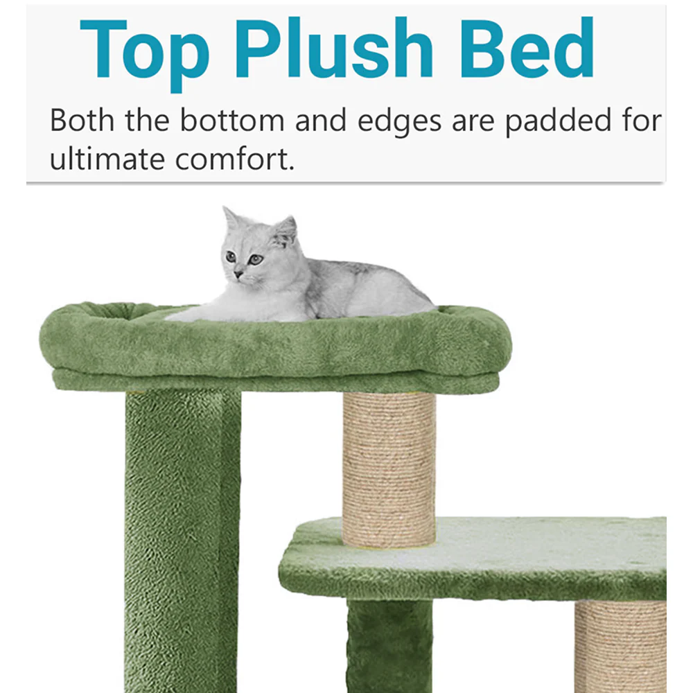 Furrlovers Cat Tree with Condo, Top Perch & Jute Rope Scratching Posts (Green) - Image 3