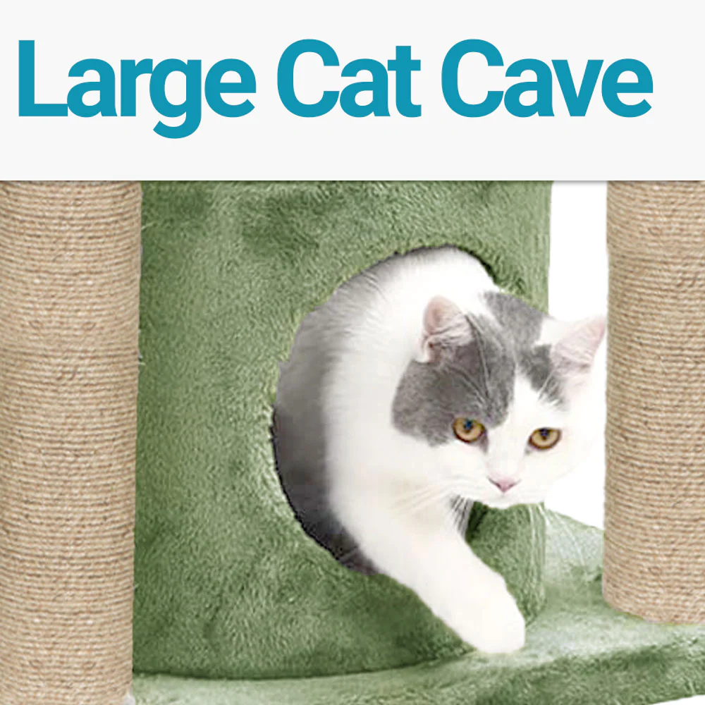 Furrlovers Cat Tree with Condo, Top Perch & Jute Rope Scratching Posts (Green) - Image 4