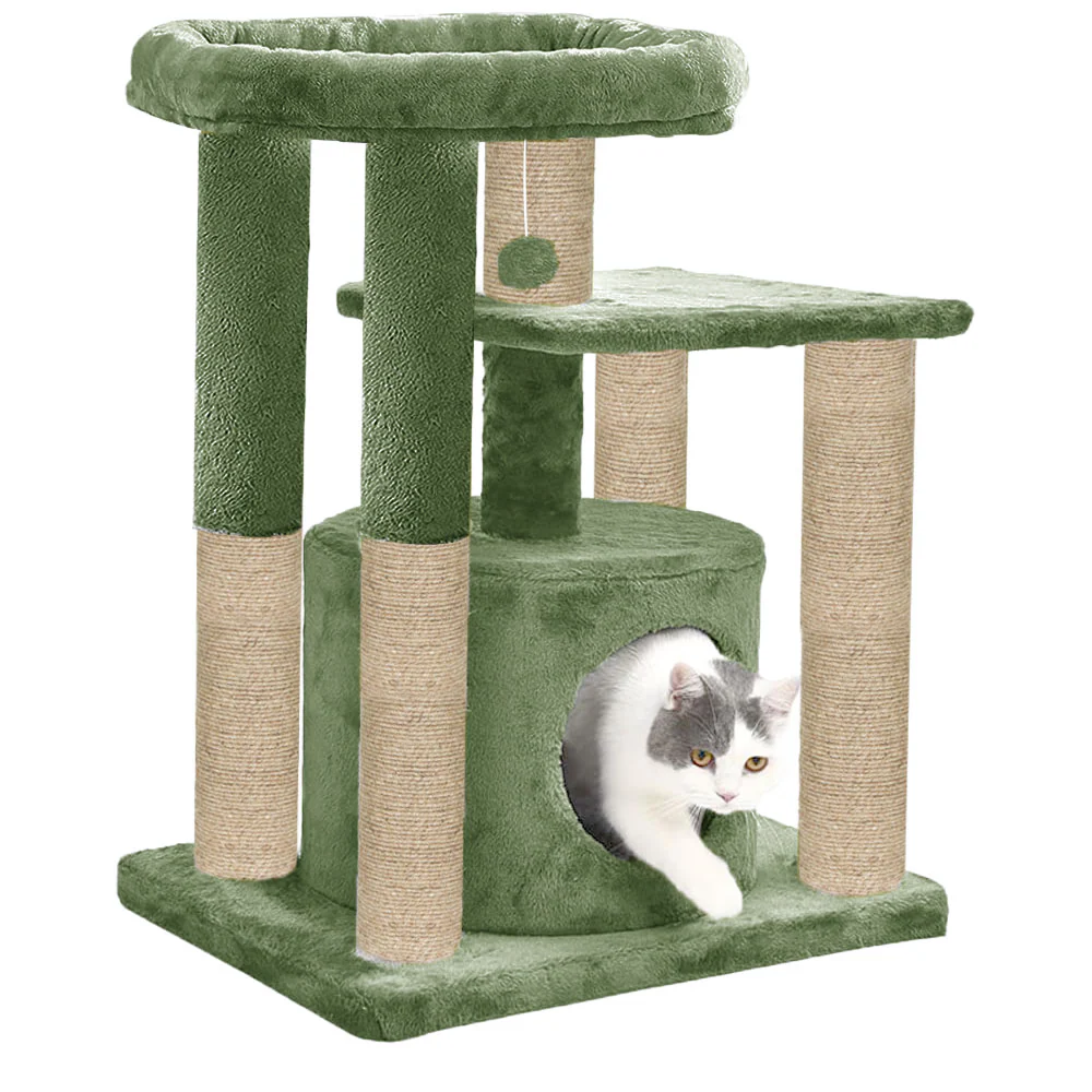 Furrlovers Cat Tree with Condo, Top Perch & Jute Rope Scratching Posts (Green) - Image 7