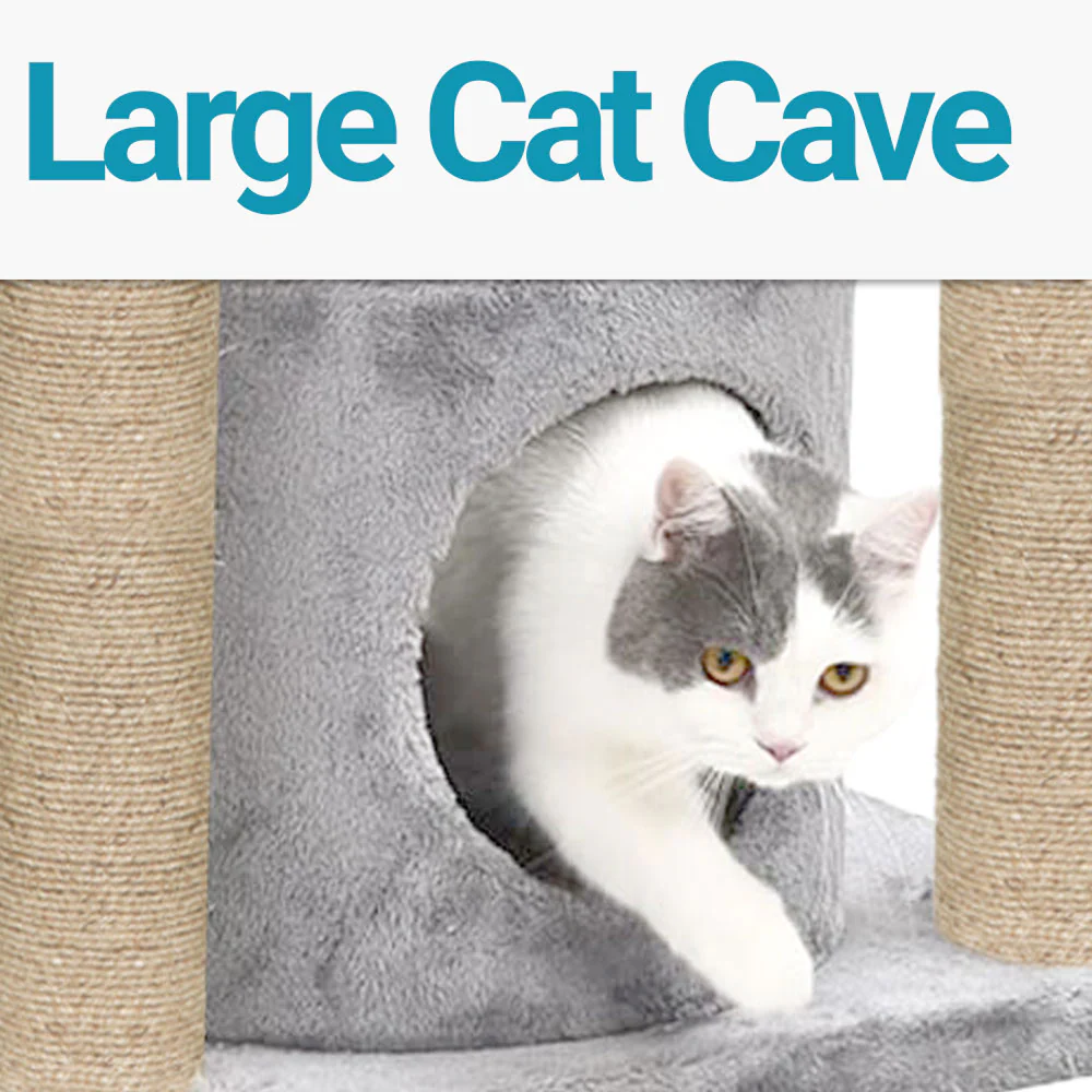 Furrlovers Cat Tree with Condo, Top Perch & Jute Rope Scratching Posts (Grey) - Image 6