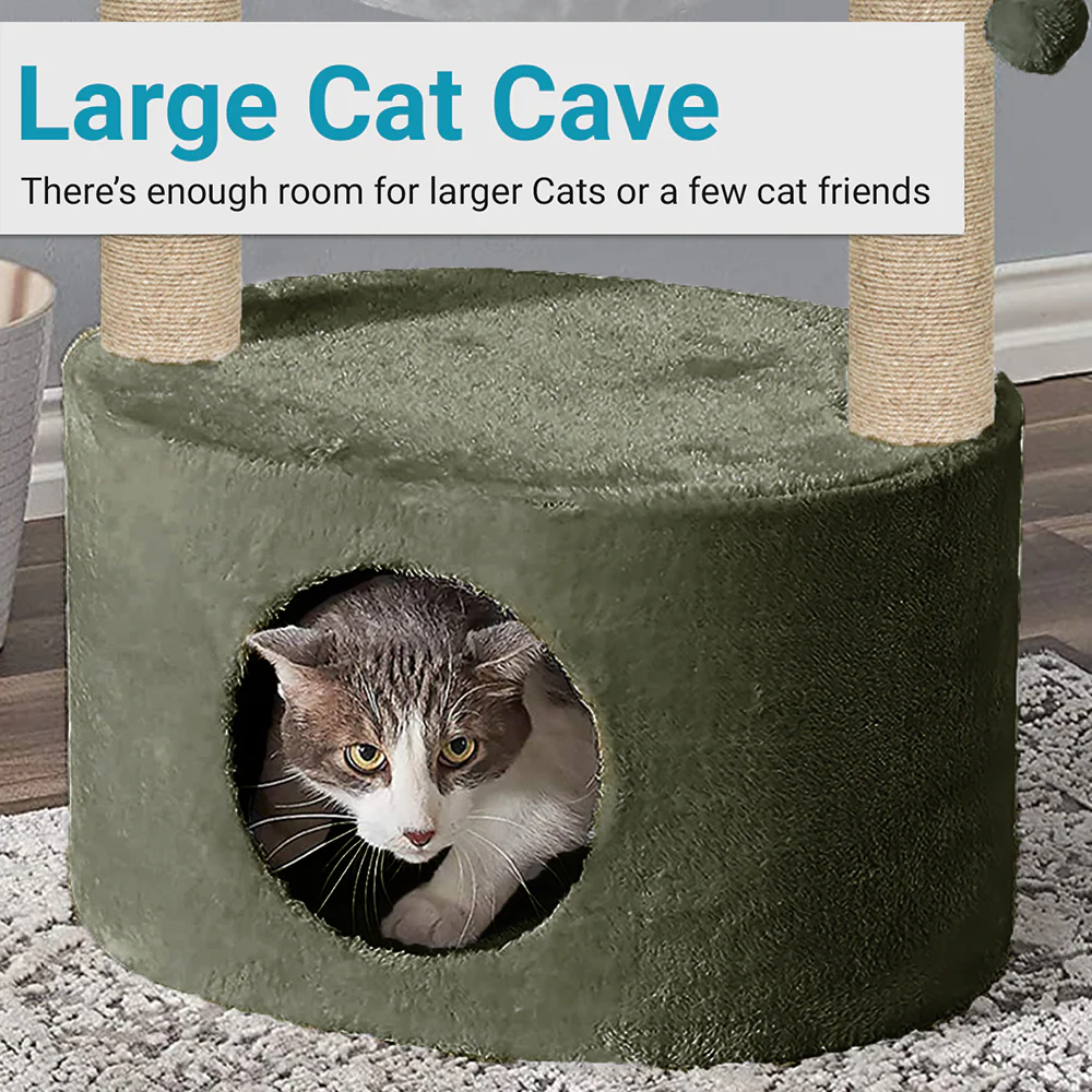 Furrlovers Dual Level Cat Bed and Scratching Post with Hammock (Green) - Image 2