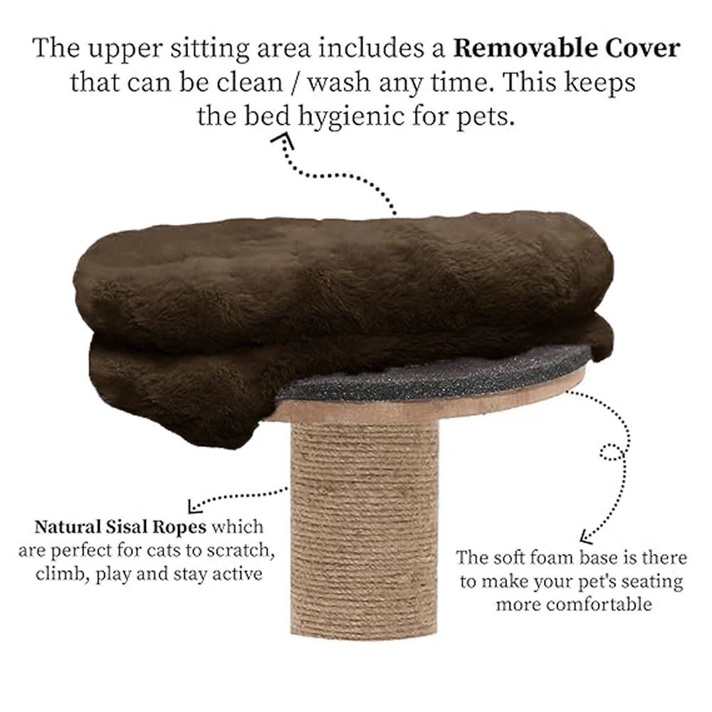 Furrlovers Fur Activity Cat Tree Scratching Post with Sisal Tower (Brown) - Image 2