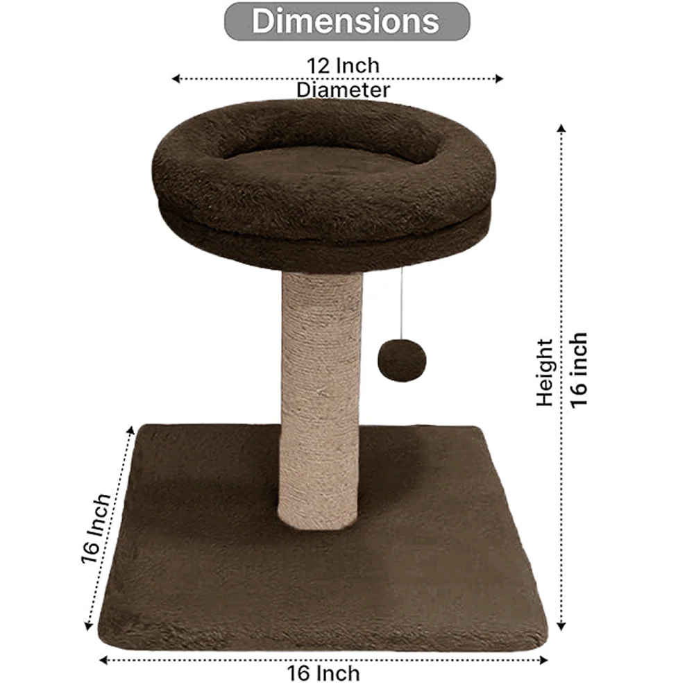 Furrlovers Fur Activity Cat Tree Scratching Post with Sisal Tower (Brown) - Image 3