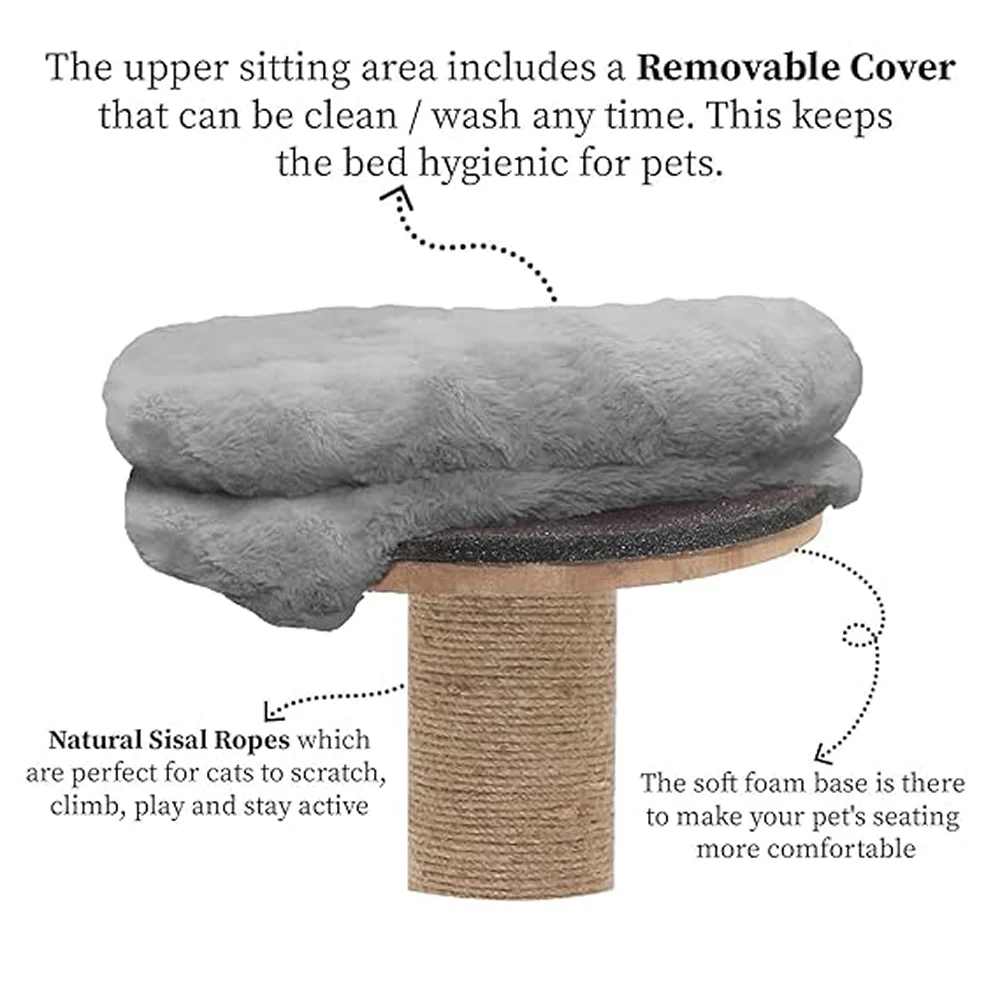 Furrlovers Fur Activity Cat Tree Scratching Post with Sisal Tower (Grey) - Image 3