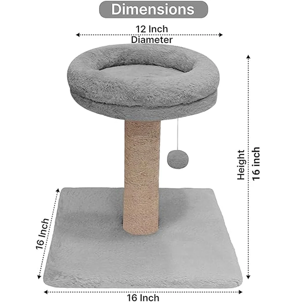 Furrlovers Fur Activity Cat Tree Scratching Post with Sisal Tower (Grey) - Image 4