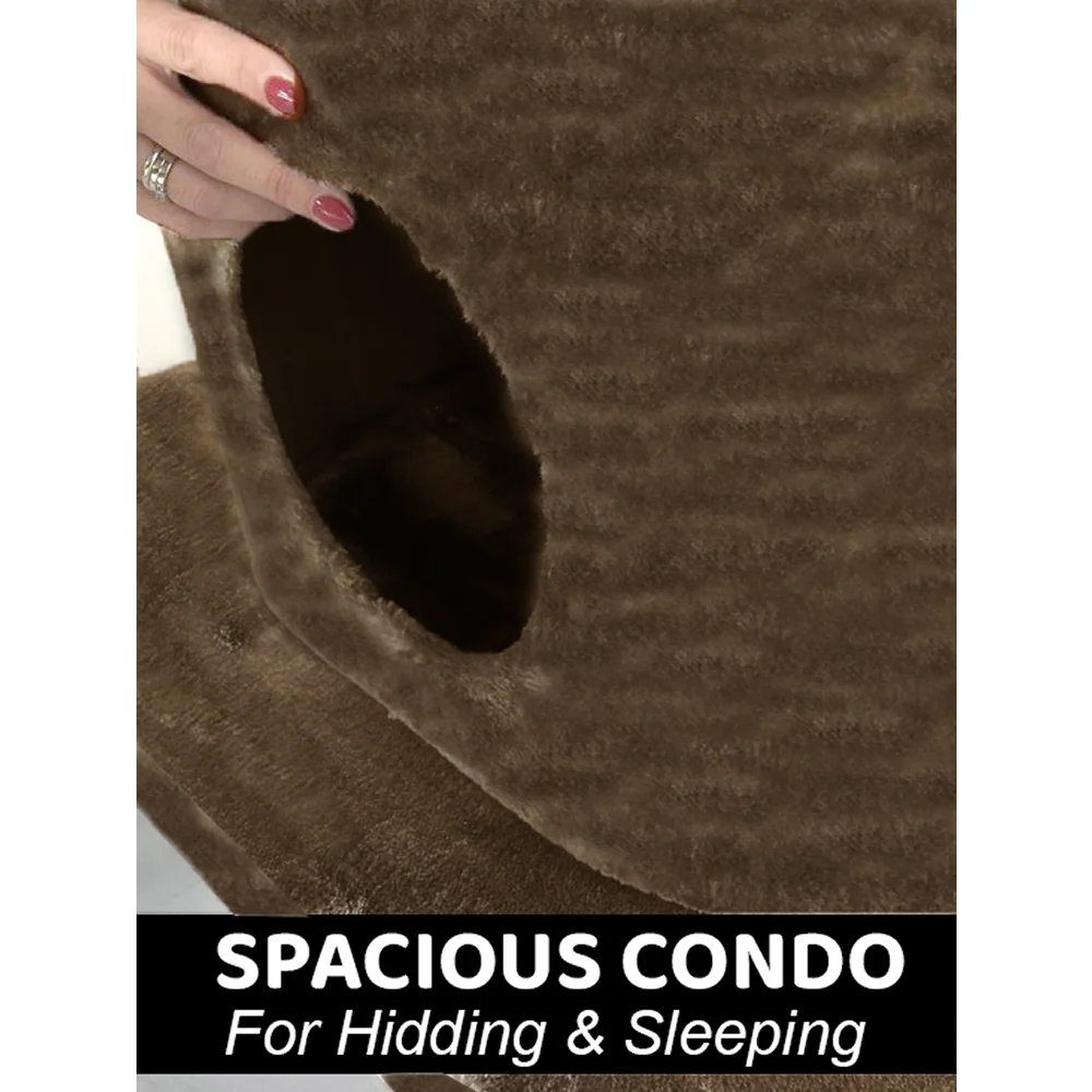 Furrlovers Fur Fabric Cat Tree with Hammocks, Condo & Jute Rope Scratching Posts (Brown) - Image 4