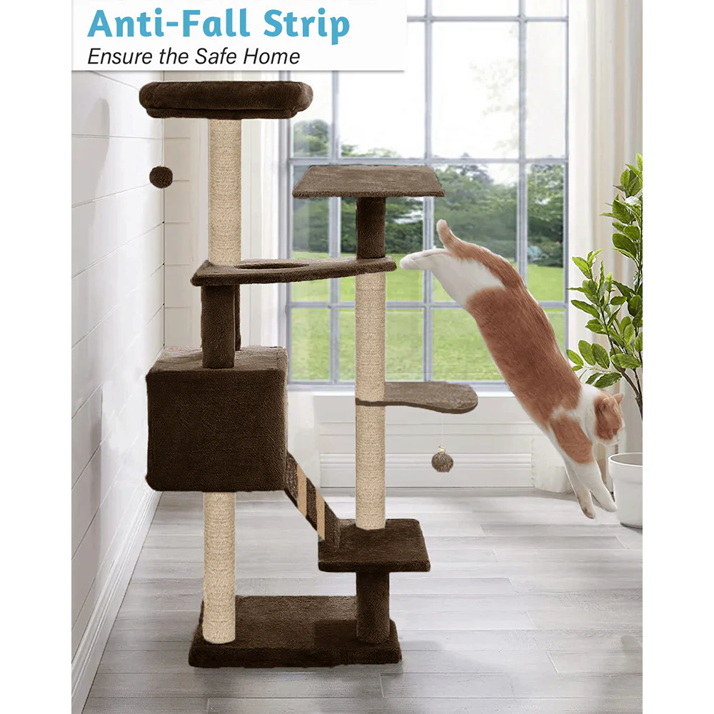 Furrlovers Fur Fabric Multilevel Activity Tree with Detachable Bed & Climbing Ladder for Cats (Brown) - Image 4