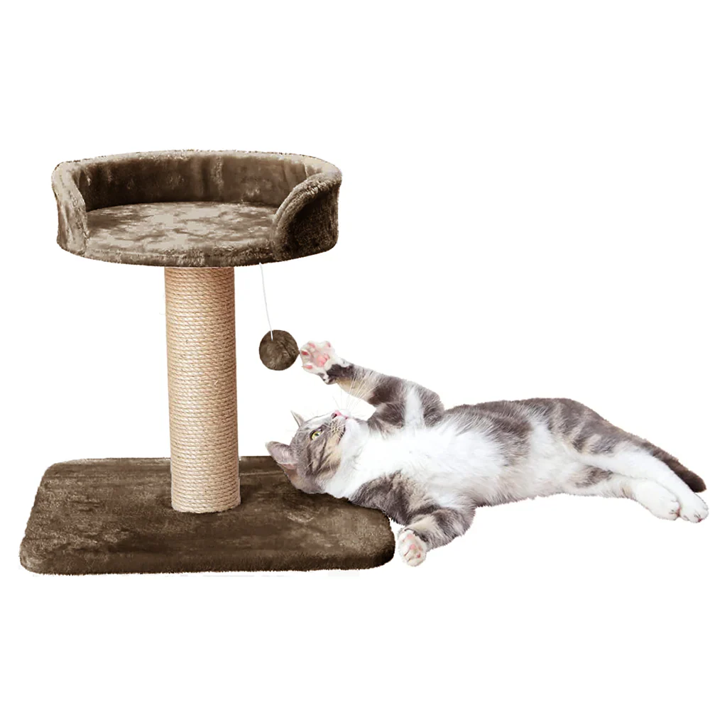 Furrlovers Jute Scratching Posts with Hanging Ball Activity Tree for Cats (Brown) - Image 2