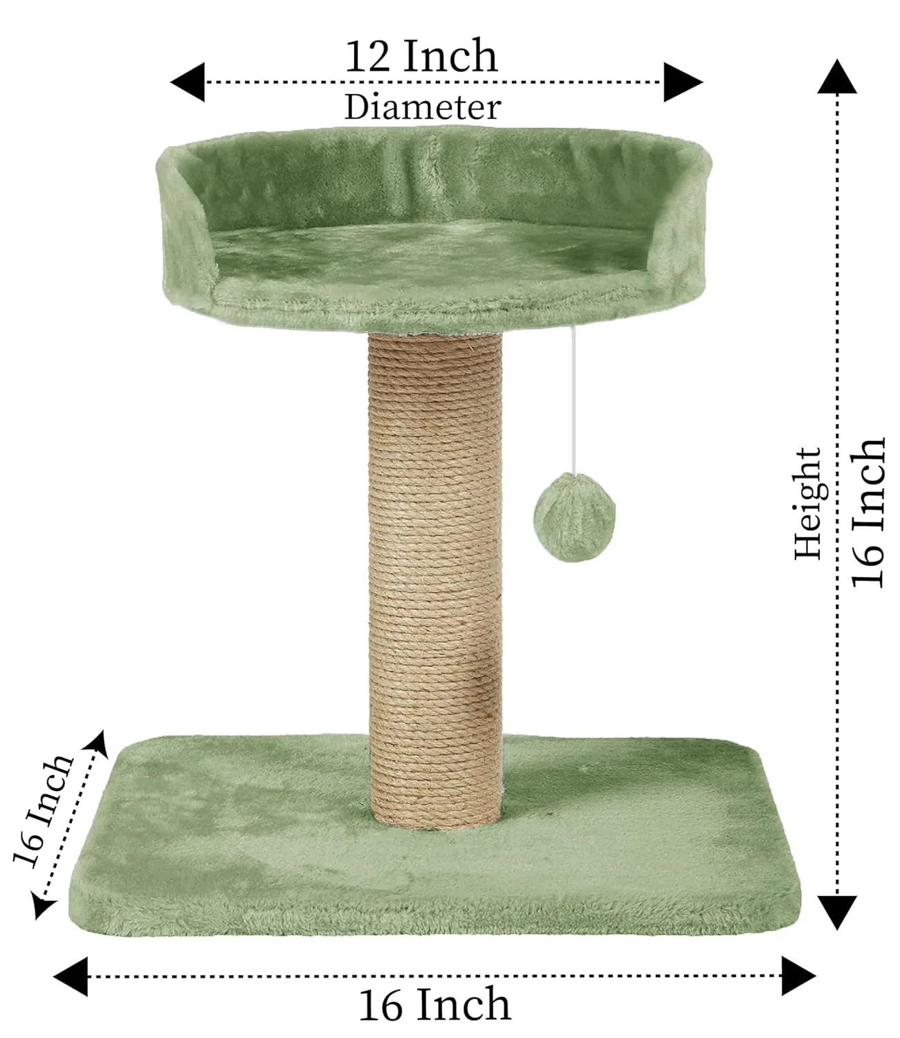 Furrlovers Jute Scratching Posts with Hanging Ball Activity Tree for Cats (Green) - Image 3
