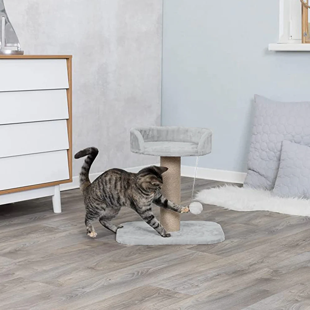Furrlovers Jute Scratching Posts with Hanging Ball Activity Tree for Cats (Grey) - Image 2