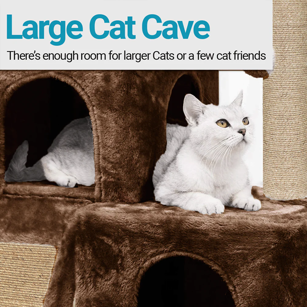 Furrlovers Kitten Cat Tree Scratching Post with Ladder, Condo & Jute Rope (Brown) - Image 3