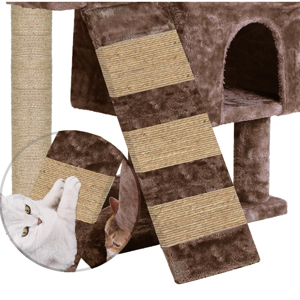 Furrlovers Kitten Cat Tree Scratching Post with Ladder, Condo & Jute Rope (Brown) - Image 7