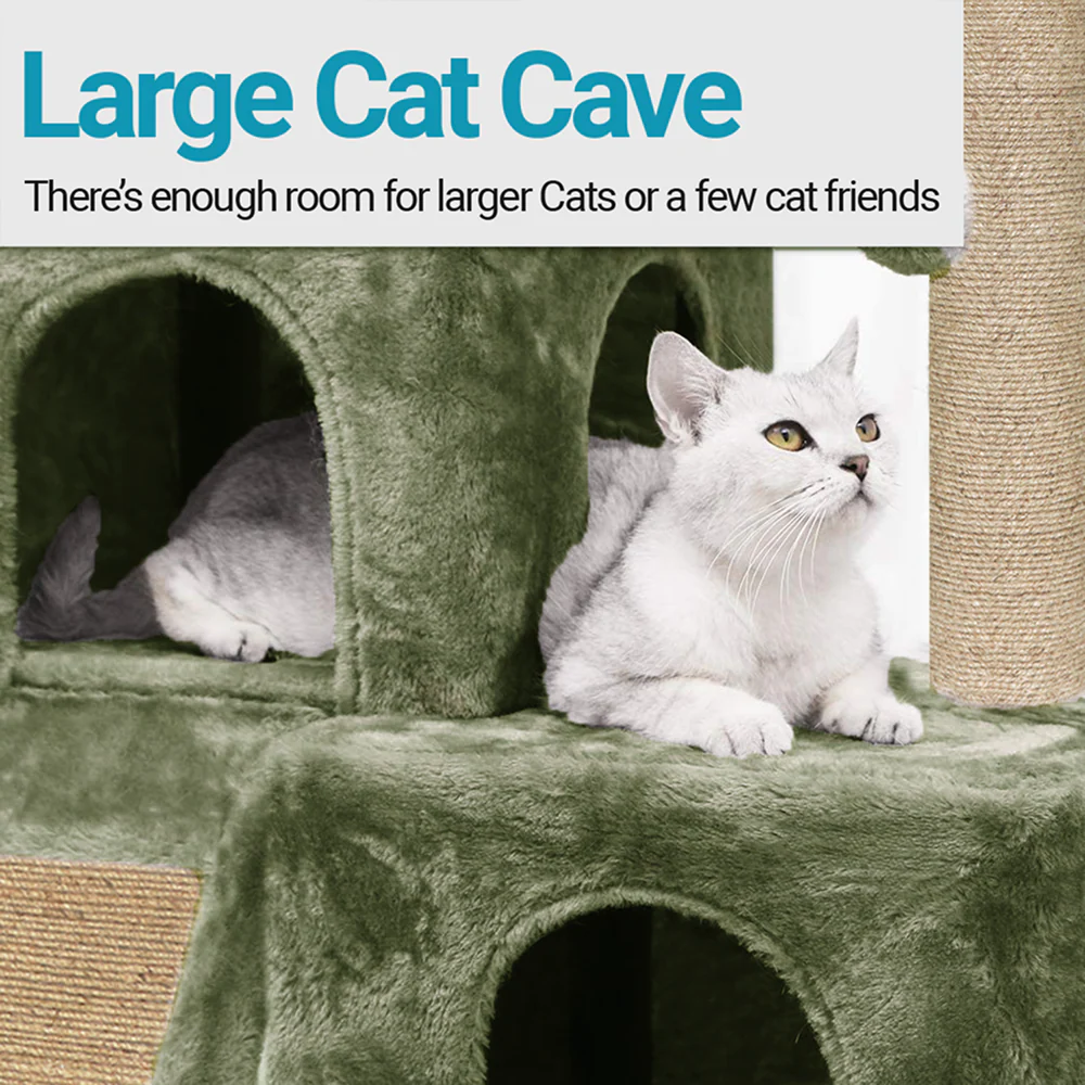Furrlovers Kitten Cat Tree Scratching Post with Ladder, Condo & Jute Rope (Green) - Image 4