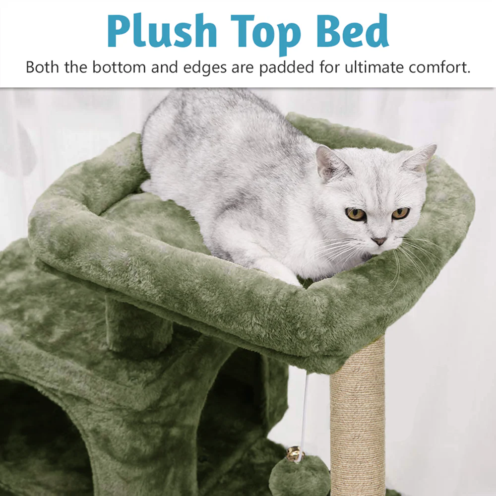 Furrlovers Kitten Cat Tree Scratching Post with Ladder, Condo & Jute Rope (Green) - Image 5