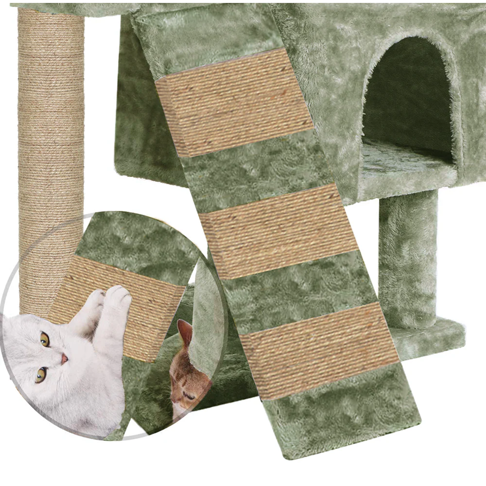 Furrlovers Kitten Cat Tree Scratching Post with Ladder, Condo & Jute Rope (Green) - Image 6