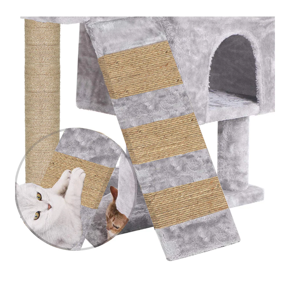 Furrlovers Kitten Cat Tree Scratching Post with Ladder, Condo & Jute Rope (Grey) - Image 4